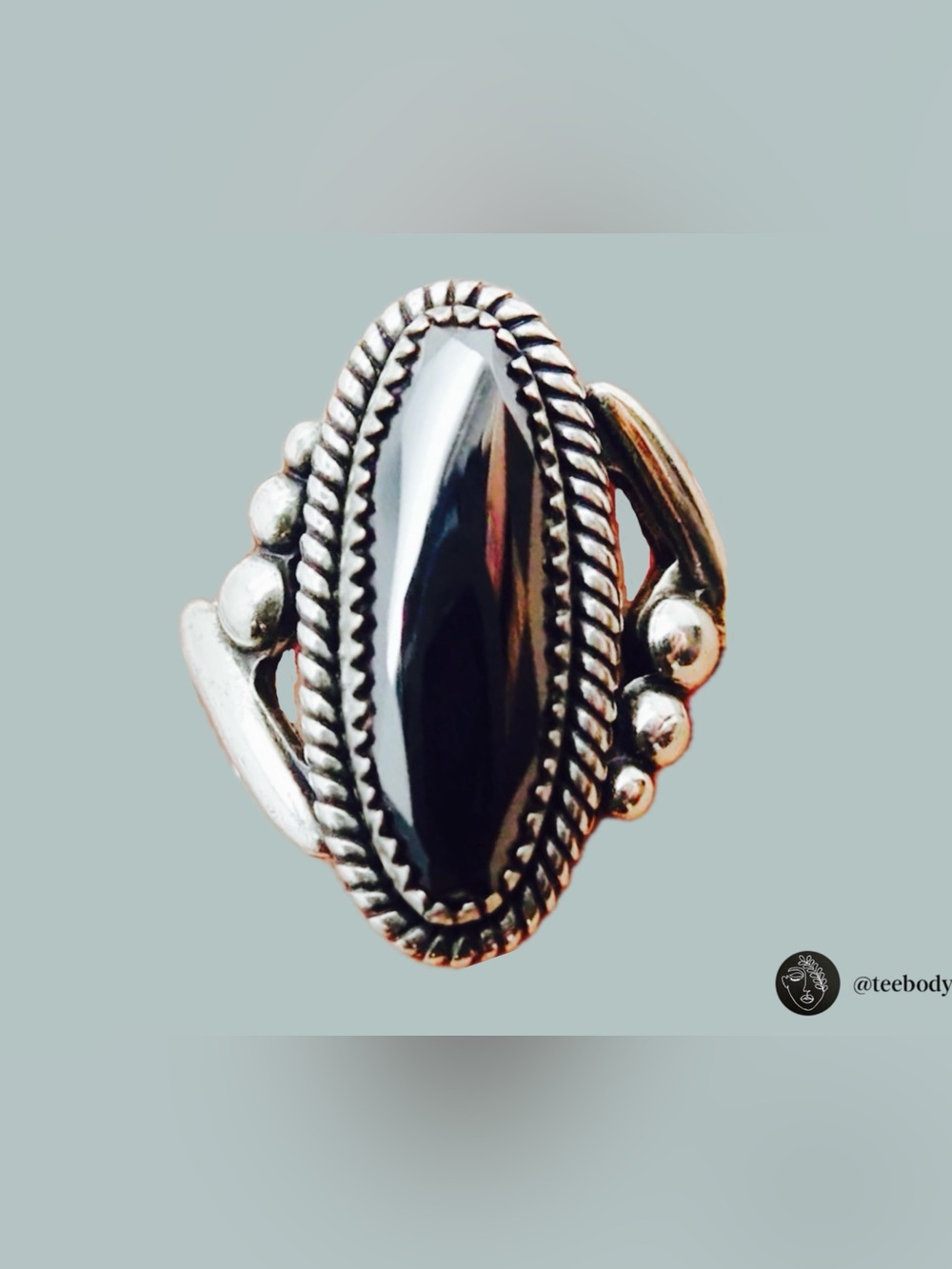 VTG NWT WMCO Sterling Silver Black Diamond Marquise Ring Size 6 7
